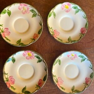 Vintage Franciscan DESERT ROSE Saucers Set of 4  Made in California  1940-47